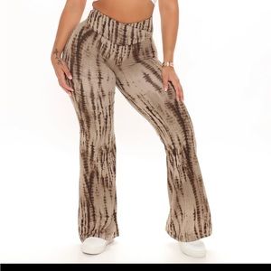 Mutual Feelings Tie Dye Flare Pant - Olive/combo